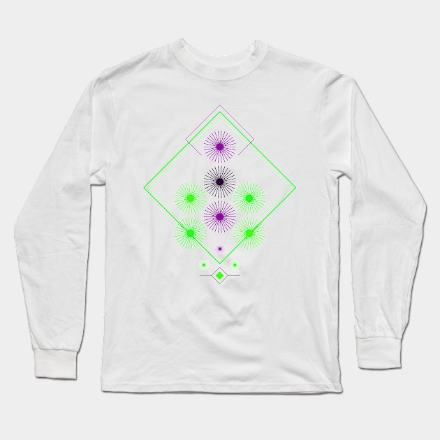 Flower Pattern abstract geometric green Long Sleeve T-Shirt by carolsalazar